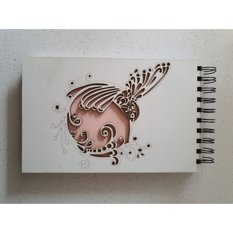 GENERICO - Croquera Colibrí con tapa de madera blanco