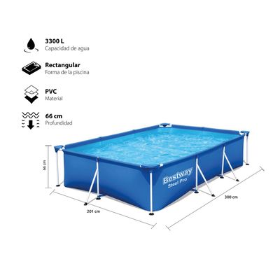 Imagen 2 del producto Piscina Rectangular Estructural 3.00 m x 2.01 m x 66 cm - 2 Capas
