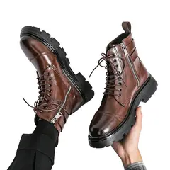 BLWOENS - Botas con plataforma y cordón para Hombre-Café