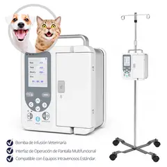 CONTEC - Bomba de Infusión SP750 Fluido Intravenoso Veterinario + Porta Suero