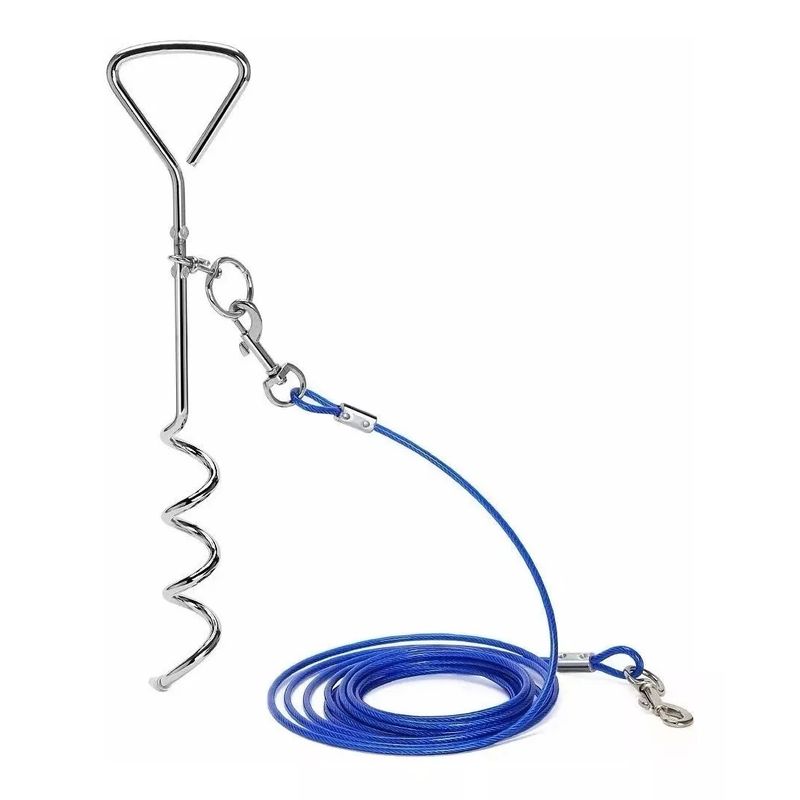 DEFENSOR FOREVER - Estaca Espiral Para Fijación En Tierra Perros 5mts azul