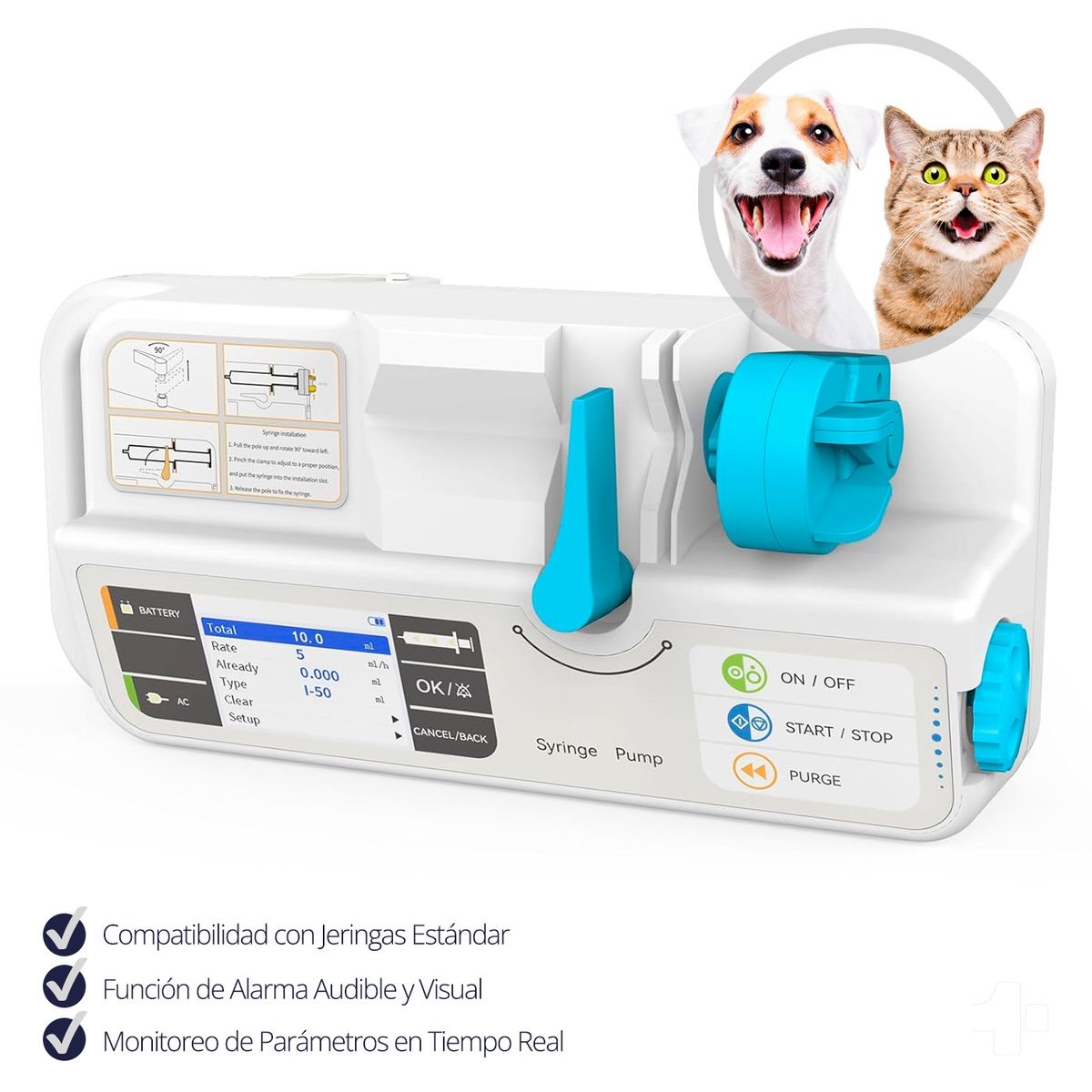 CONTEC - Bomba de Jeringa SP950 para Administración de Medicamentos Veterinario