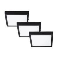 Pack 3 Panel LED Sobrepuesto Cuadrado Negro PRO 24W Frío