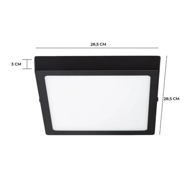 Imagen 2 del producto Pack 3 Panel LED Sobrepuesto Cuadrado Negro PRO 24W Frío