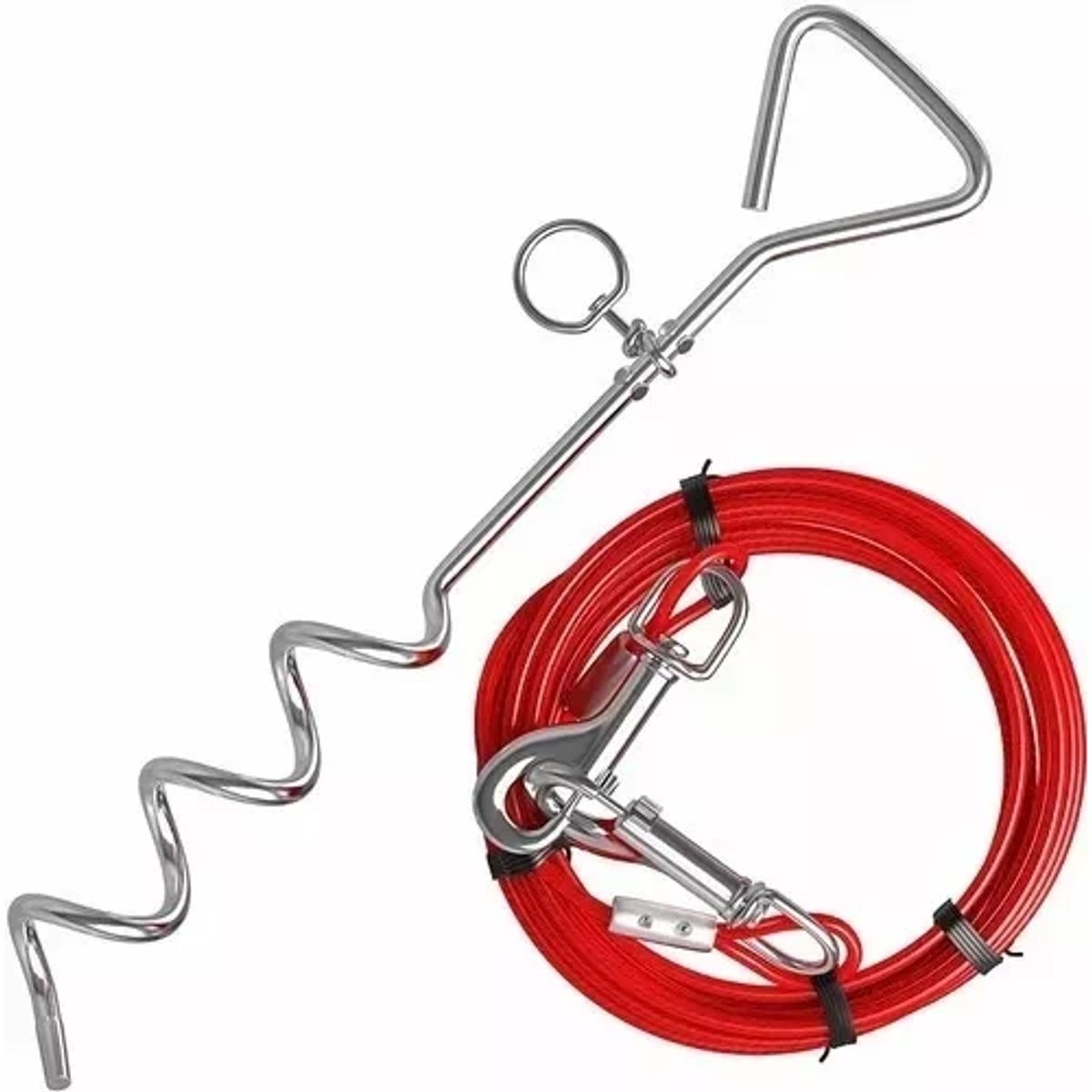 DEFENSOR FOREVER - Estaca Espiral Para Fijación En Tierra Perros 5mts Rojo