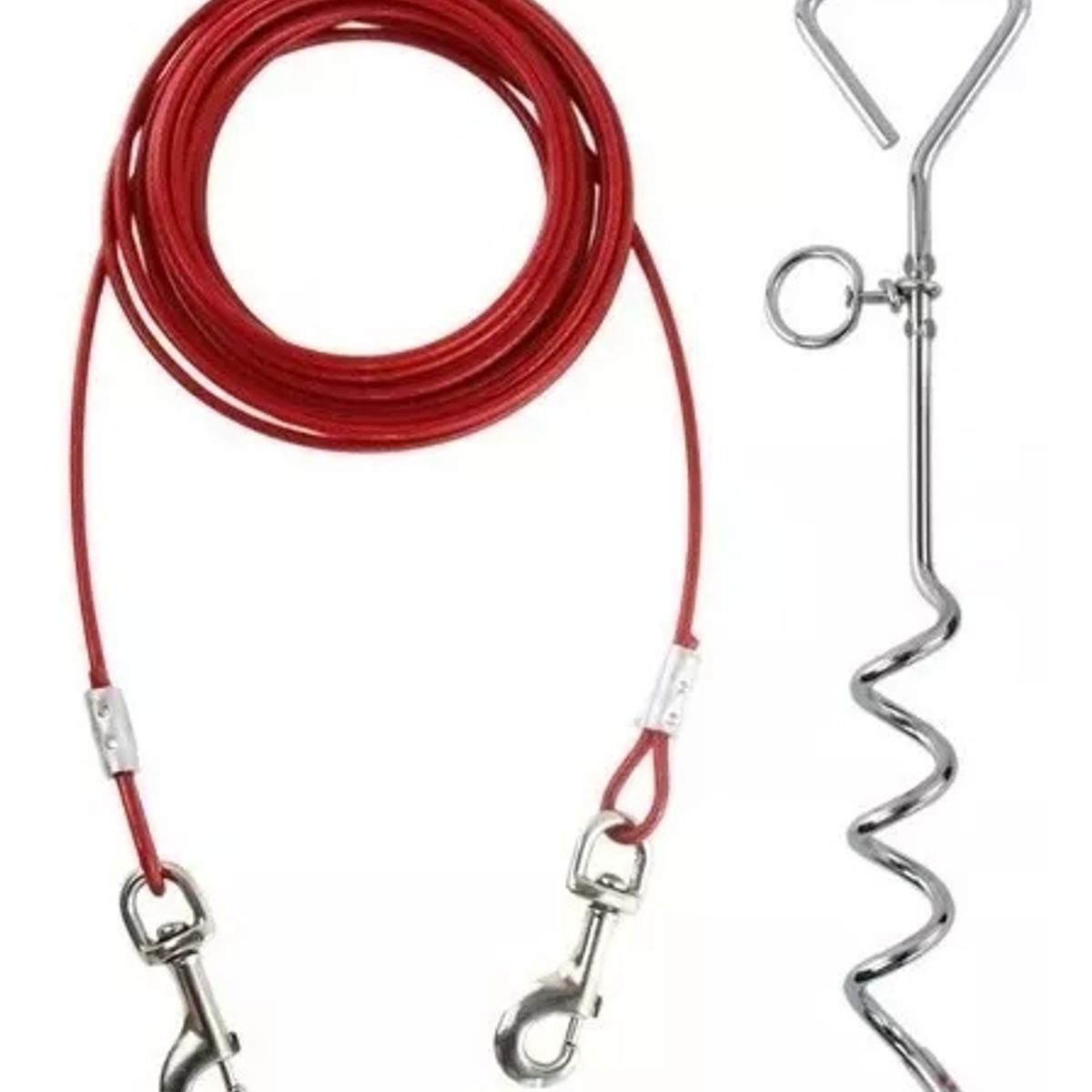 DEFENSOR FOREVER - Estaca Espiral Para Fijación En Tierra Perros 5mts Rojo