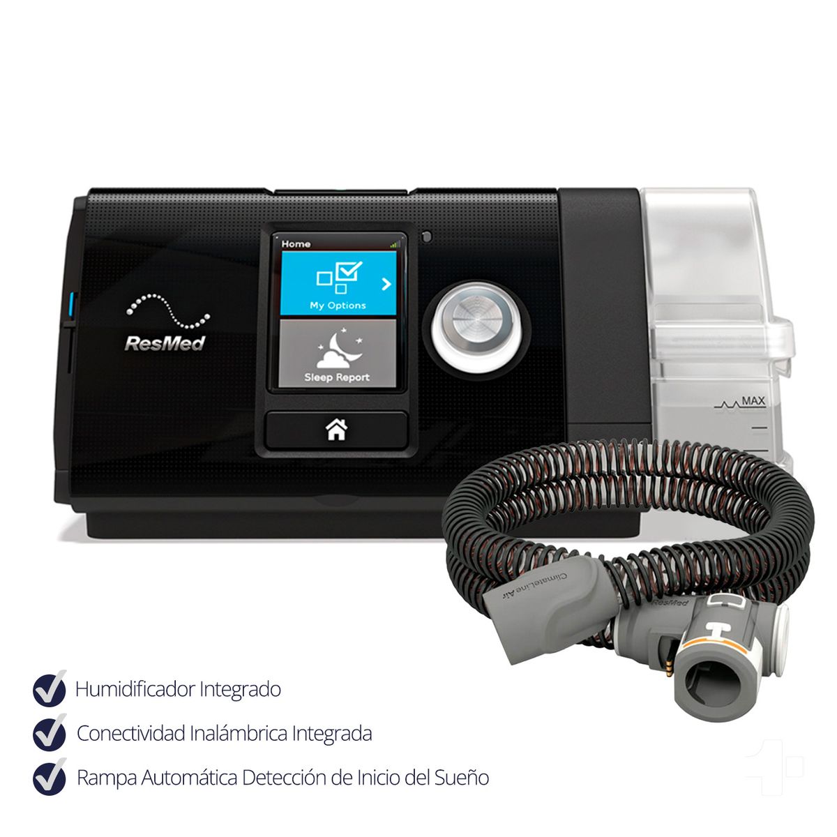 RESMED - Máquina Auto CPAP ResMed para la apnea del sueño AirSense 10 con Tubo Calefaccionado