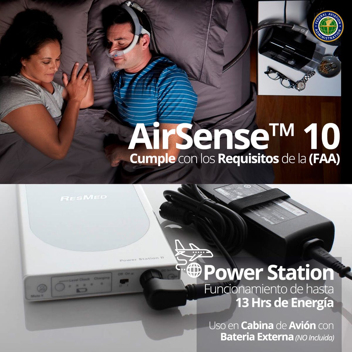 RESMED - Máquina Auto CPAP ResMed para la apnea del sueño AirSense 10 con Tubo Calefaccionado