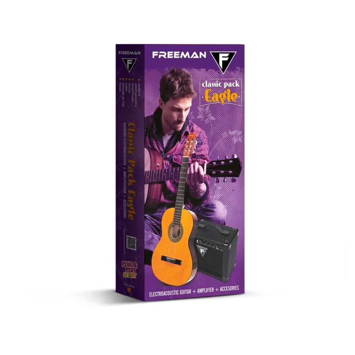 FREEMAN - Guitarra eléctroacústica Freeman Classic EAGLE Pack - Natural