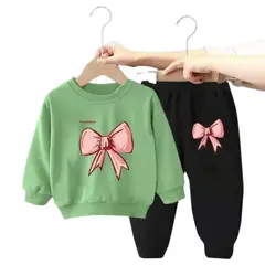KIVARA - Buzo Niña Infantil Algodón Cintas Poleron Verde Claro
