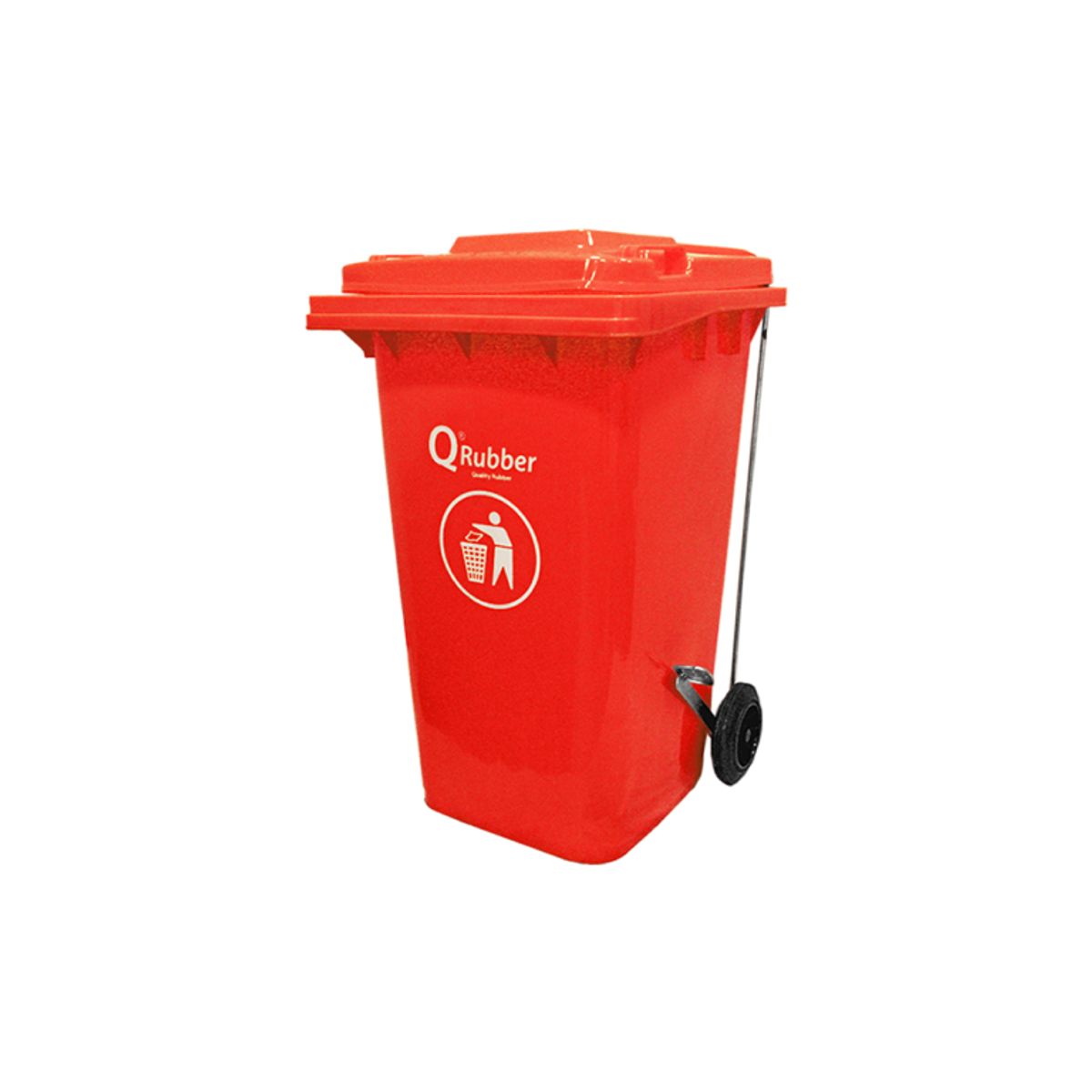 QRUBBER - Basurero Contenedor Basura 240 lts. rojo con pedal QRubber