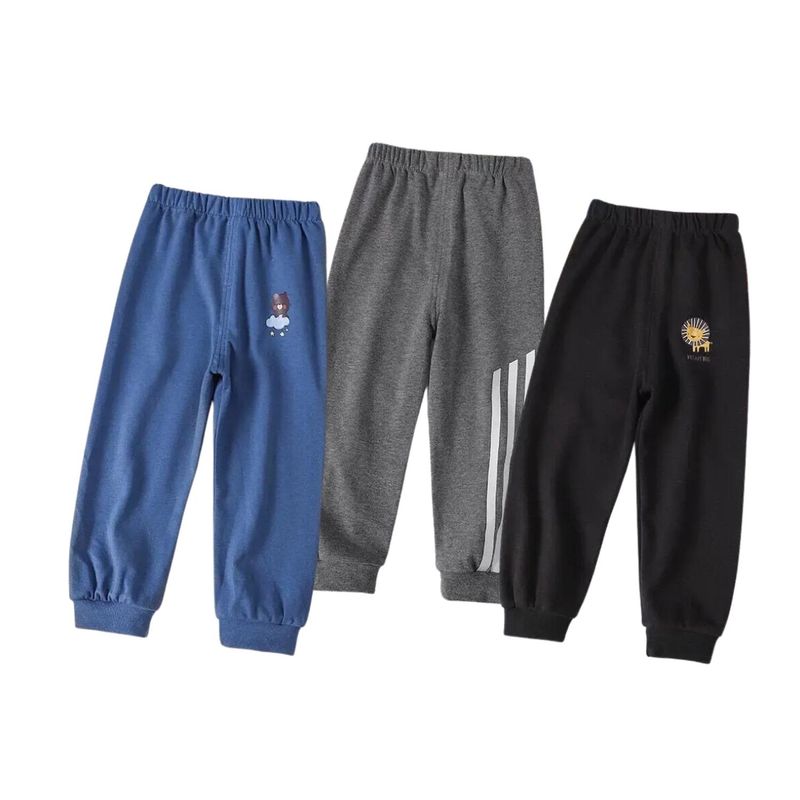 KIVARA - Pack 3 Pantalon De Buzo Niño Deporte Con Puño Algodón