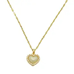 ELBAULDEJUMA - Colgante Corazon Zirconias Blanco Amor Chapado En Oro 18k