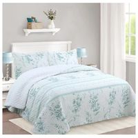 Cubrecama Quilt Sherpa 2 Plazas Mod. Flor Menta + 2 Fundas 50x70 Cm