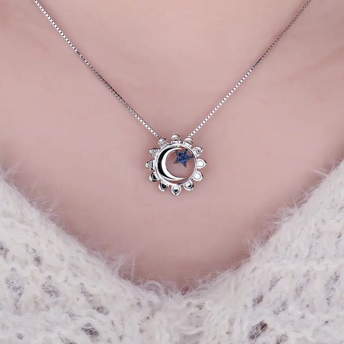 GENERICO - Collar plata 925 sol y luna mujer regalo