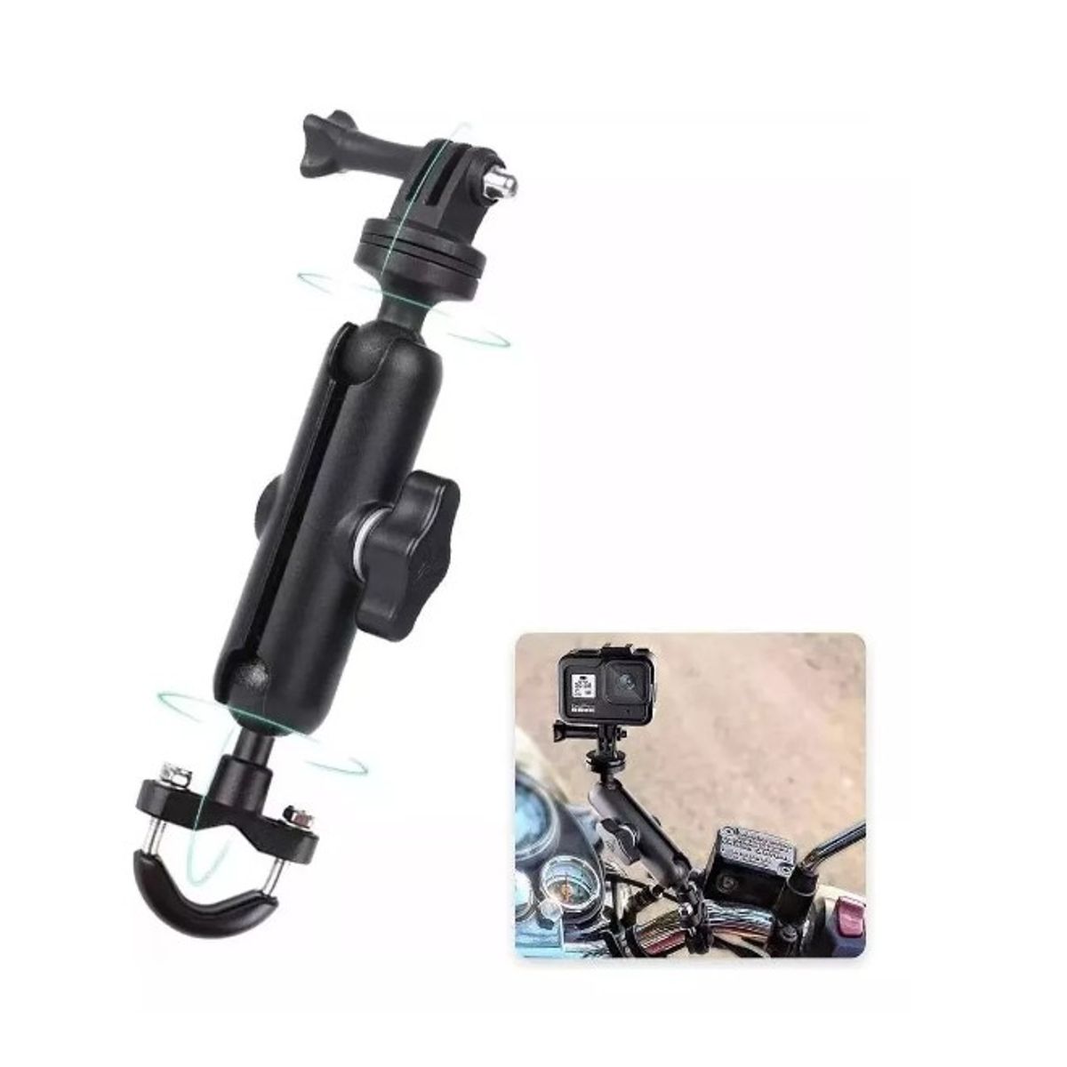 GENERICO - Soporte Para Cámara De Motocicleta Brazo Giratorio De 360°