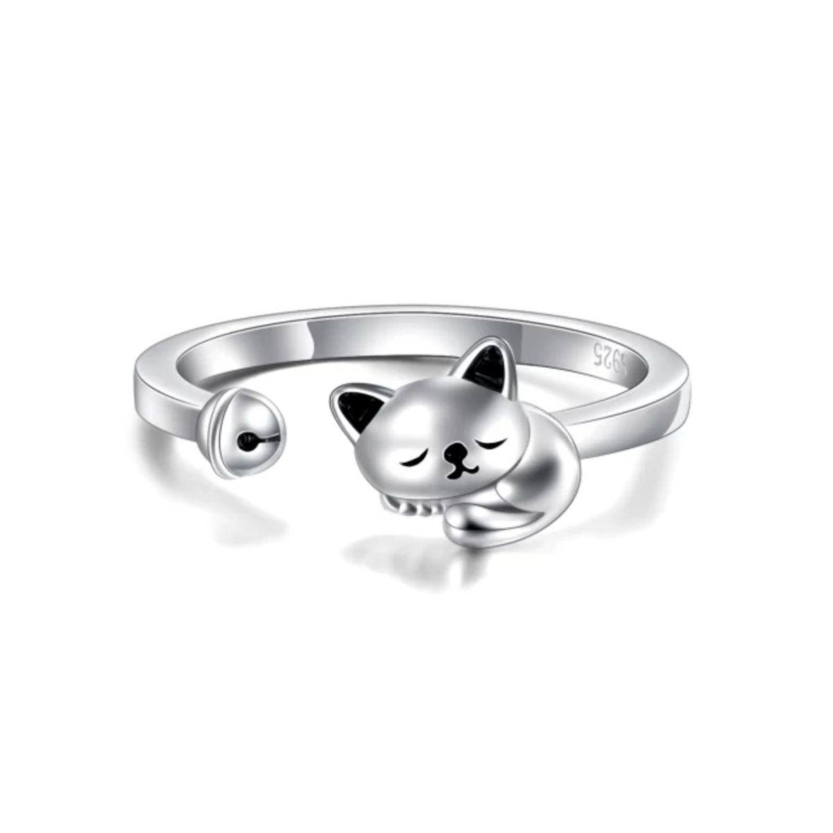 GENERICO - Anillo gato plata 925 ajustable mujer joya