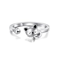 Anillo gato plata 925 ajustable mujer joya
