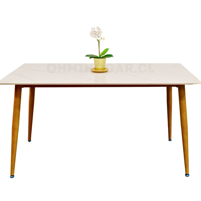 OH MI HOGAR - Mesa de Comedor de Cuarzo Calacatta Soft 140x80cm