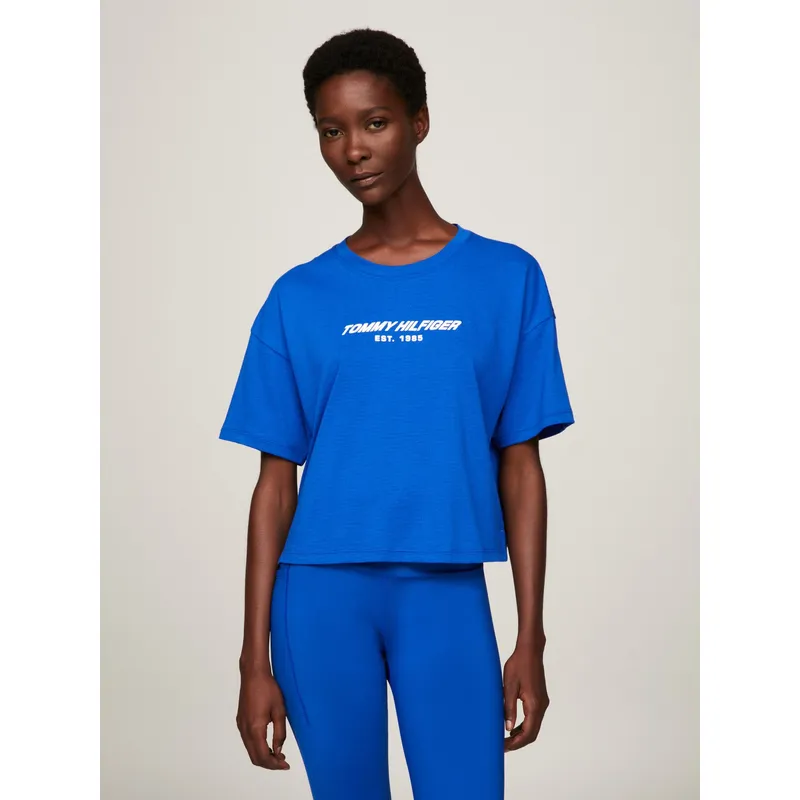 TOMMY HILFIGER - POLERA SPORT ESSENTIAL CON LOGO AZUL TOMMY HILFIGER