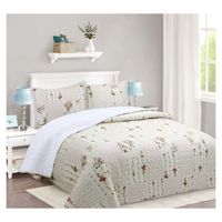 Cubrecama Quilt Sherpa 2 Plazas Flor Delicatesse + 2 Fundas 50x70 Cm