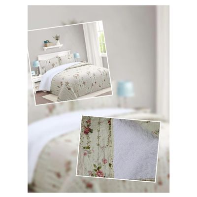 Imagen 2 del producto Cubrecama Quilt Sherpa 2 Plazas Flor Delicatesse + 2 Fundas 50x70 Cm