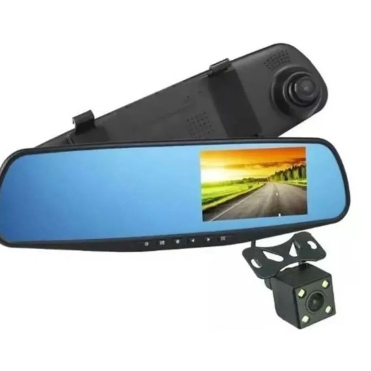 GENERICO - Espejo Retrovisor Con Camara Frontal + Camara Retroceso Hd