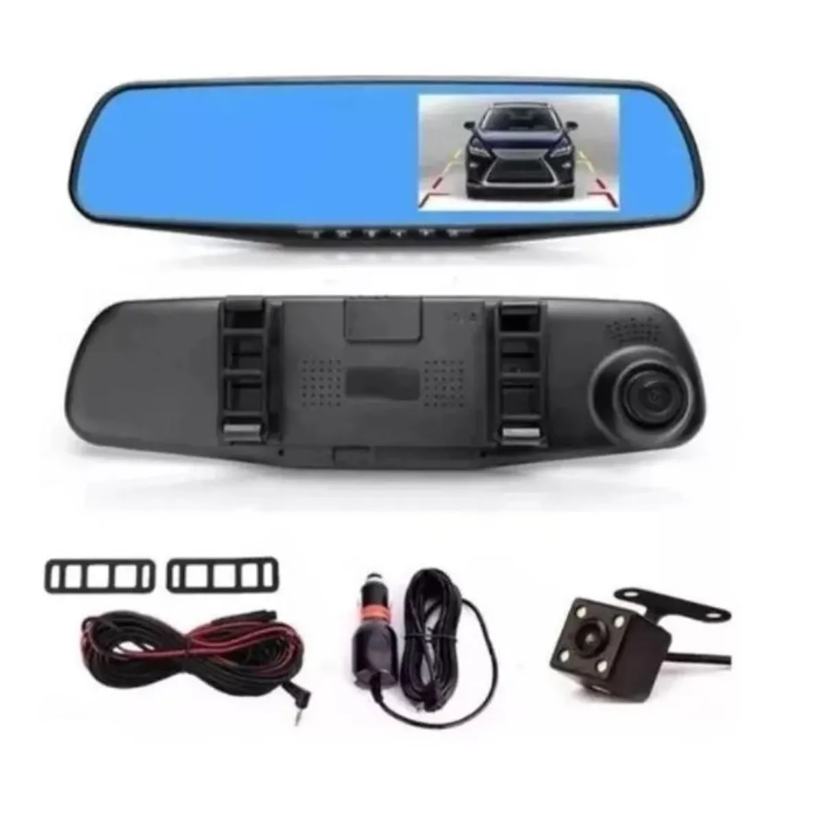 GENERICO - Espejo Retrovisor Con Camara Frontal + Camara Retroceso Hd
