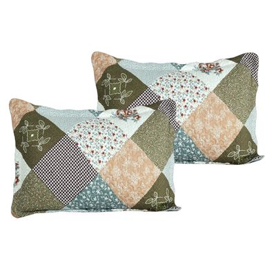 Imagen 2 del producto Cubrecama Quilt Sherpa 2 Plazas Mod. Patch Terra + 2 Fundas 50x70 Cm.