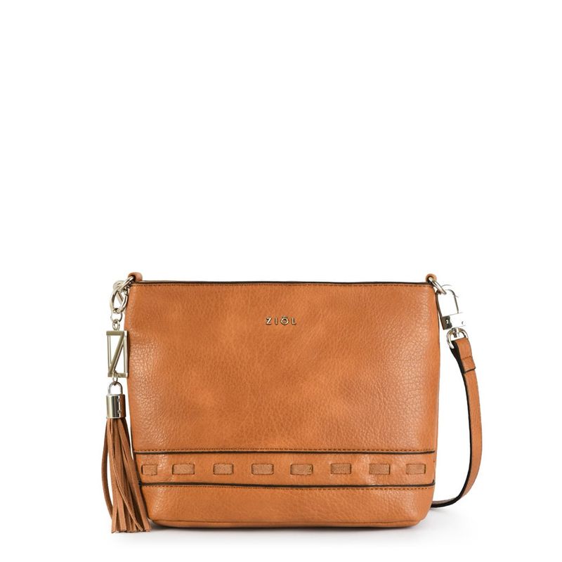 ZIOL - Cartera bandolera mediana kristal camel