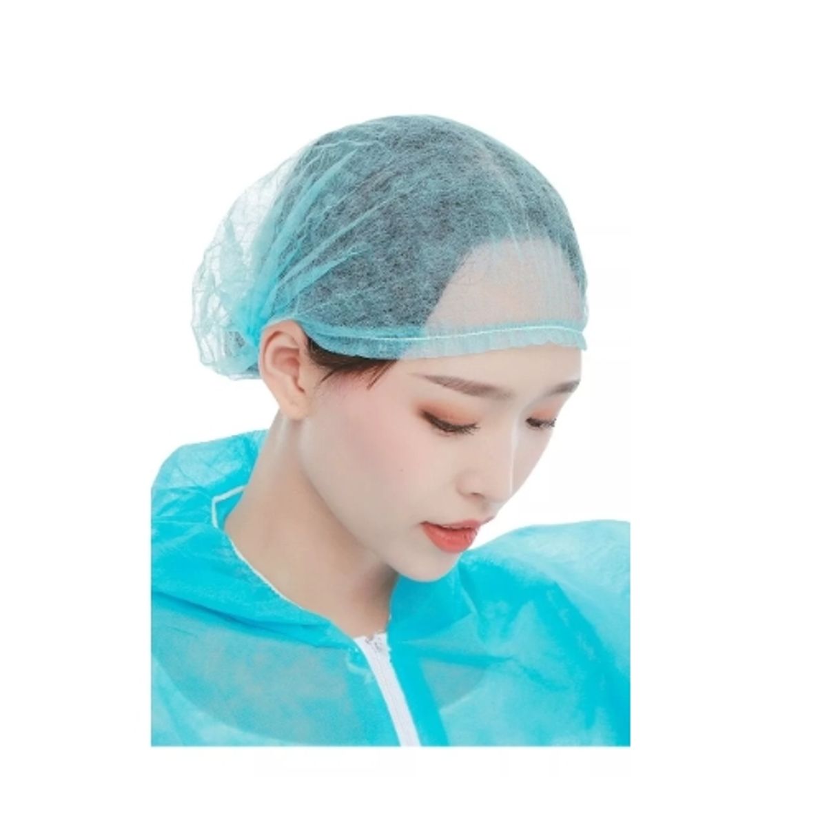 GENERICO - Gorros / Cofias Desechables Para Cabello 100 Unidades Azul