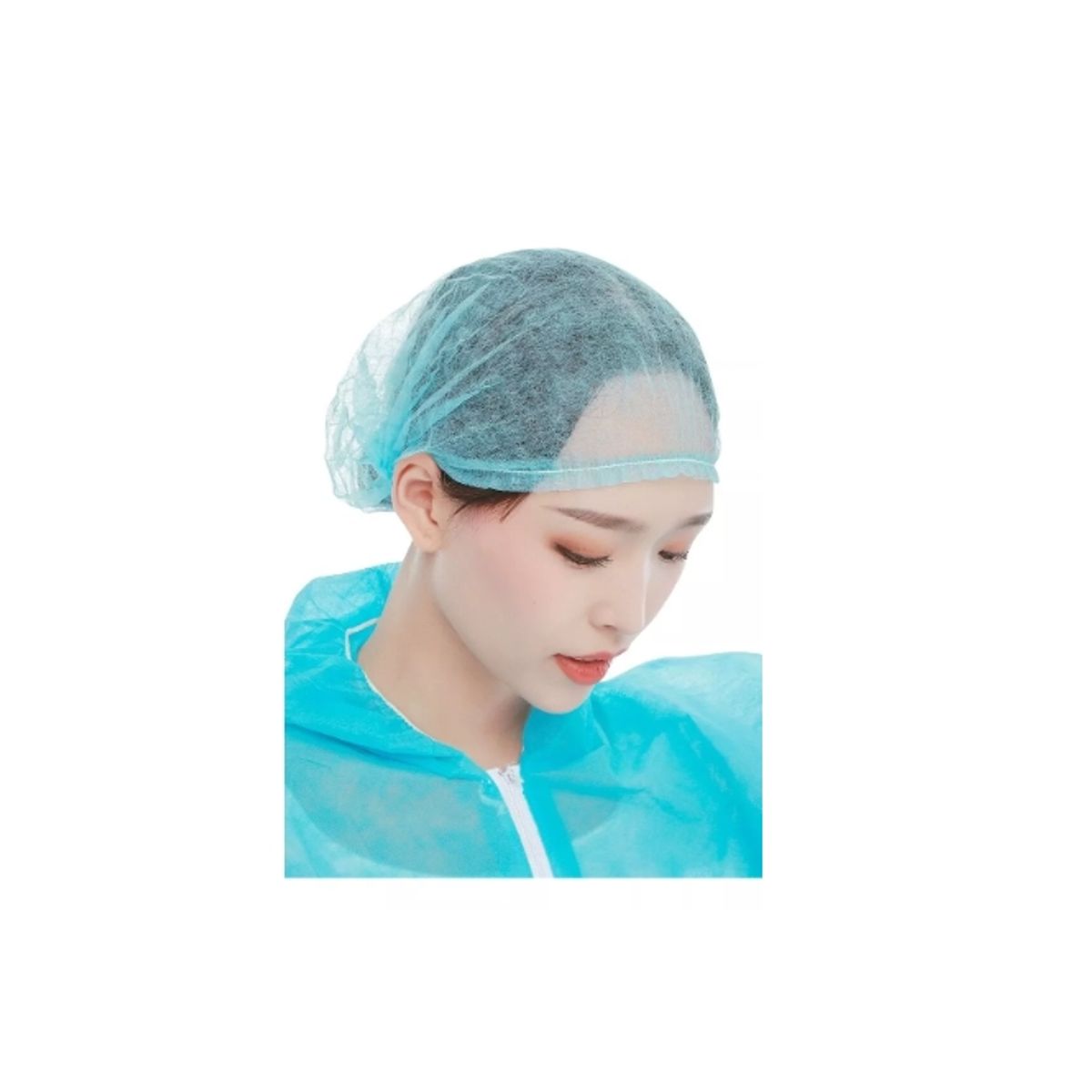 GENERICO - Gorros / Cofias Desechables Para Cabello 100 Unidades Azul