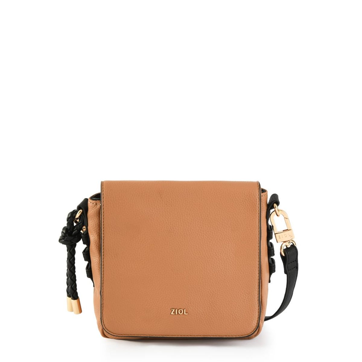 ZIOL - Cartera bandolera con tapa melchy pequeña camel