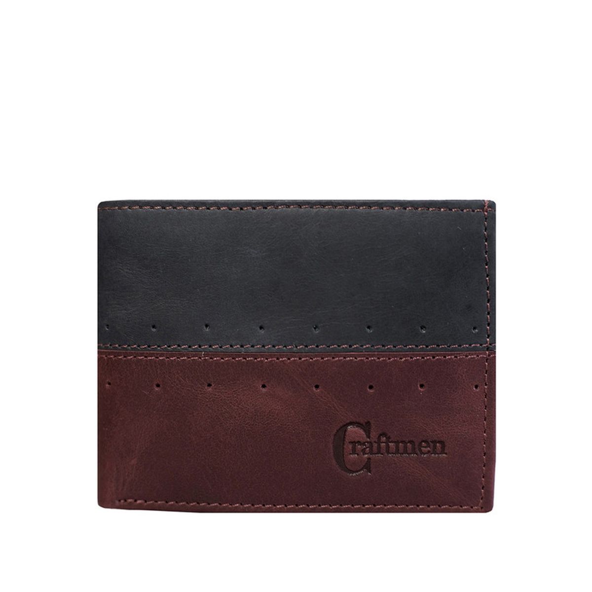 CRAFTMEN - Billetera hombre cuero natural vinotinto negro Craftmen