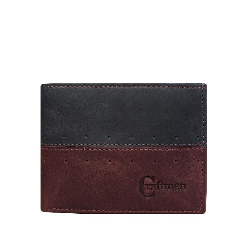 CRAFTMEN - Billetera hombre cuero natural vinotinto negro Craftmen