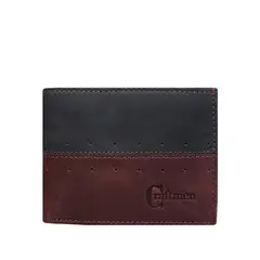 CRAFTMEN - Billetera hombre cuero natural vinotinto negro