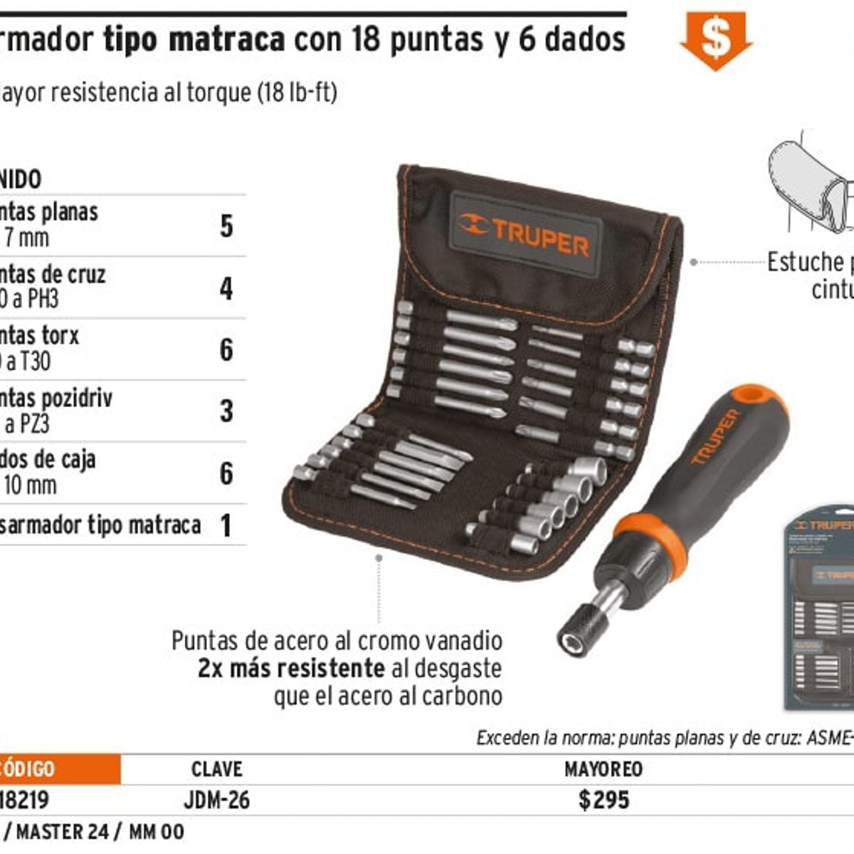 TRUPER - JGO PUNTAS Y DESTORNILLADOR 26 PCS TRUPER