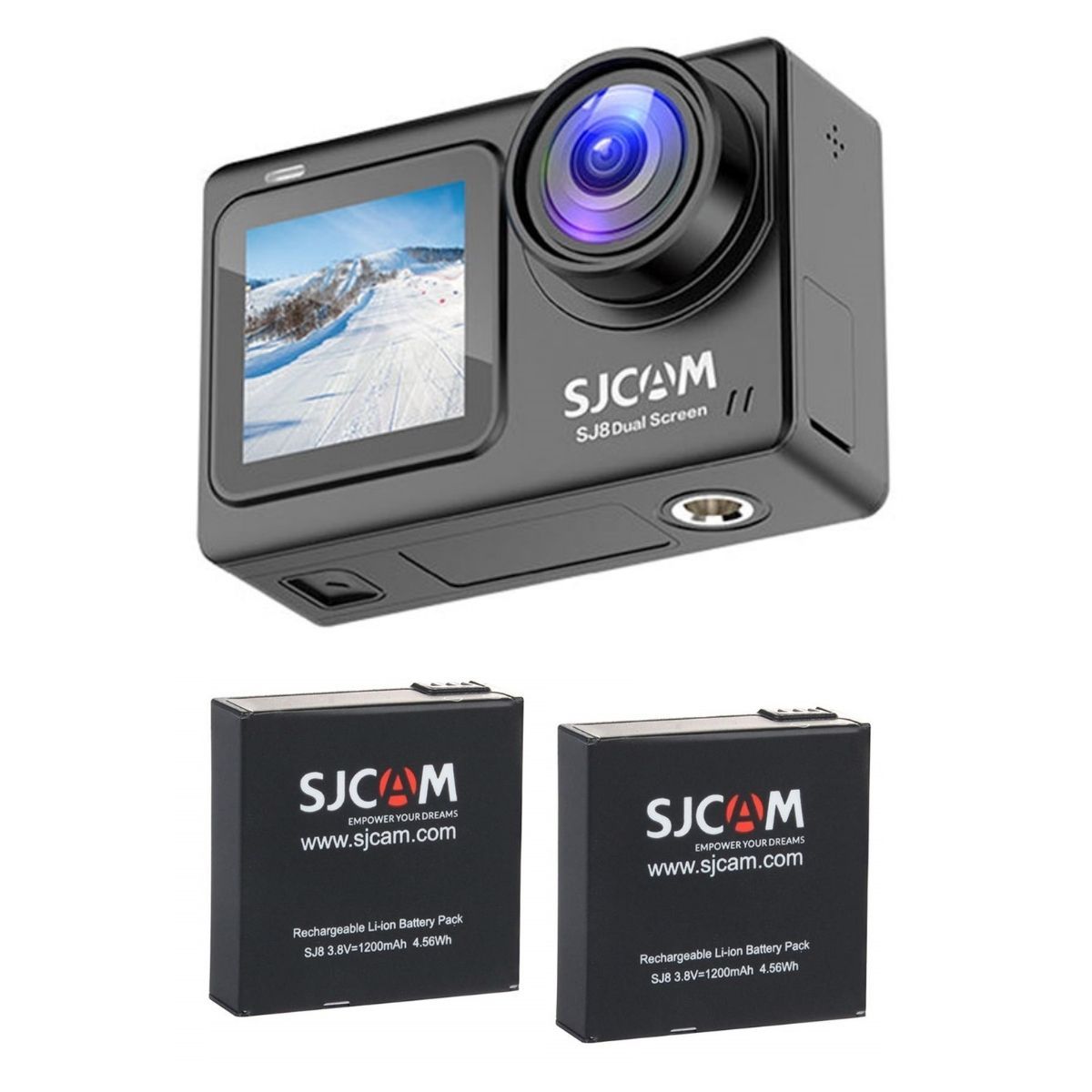 SJCAM - Cámara Deportiva 4K 30FPS Doble Pantalla SJCAM SJ8 y 2 Baterías