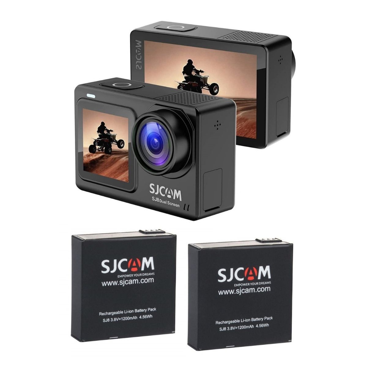 SJCAM - Cámara Deportiva 4K 30FPS Doble Pantalla SJCAM SJ8 y 2 Baterías