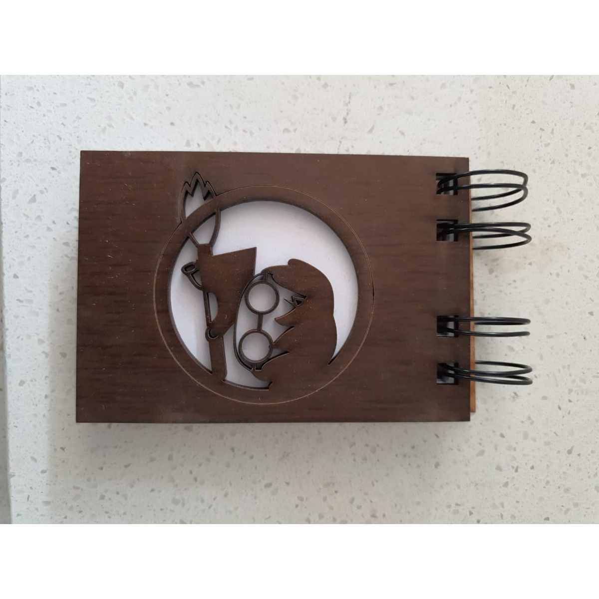 GENERICO - Croquera chica Harry Potter escoba con tapa de madera café