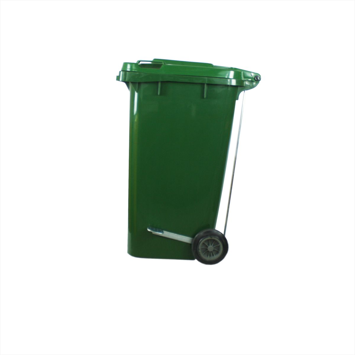 QRUBBER - Basurero Contenedor Basura 240 lts. con pedal verde QRubber