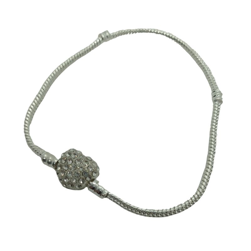 GENERICO - Pulsera Charm Corazón de Plata con Zircones