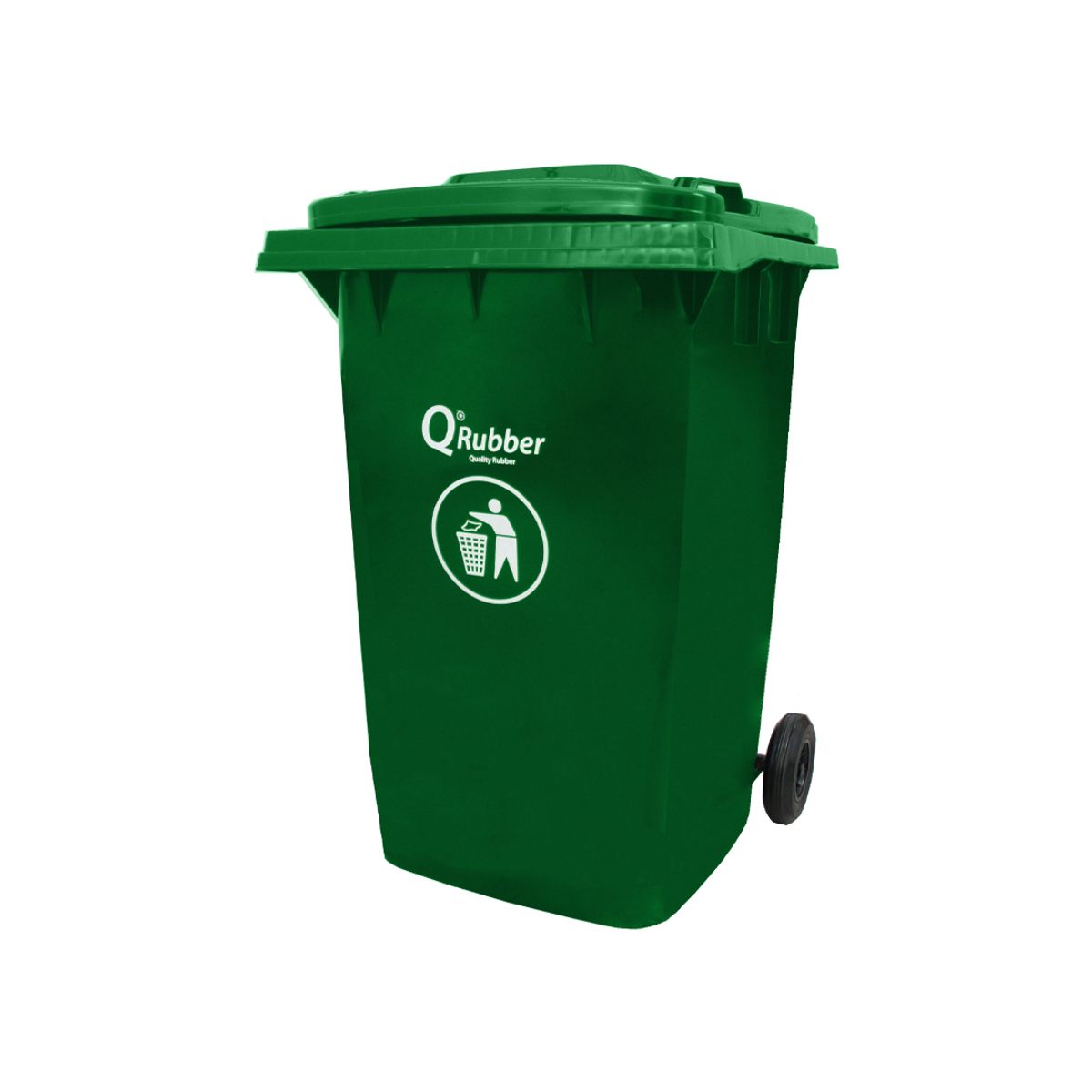 QRUBBER - Contenedor de Basura 360 lts verde QRubber