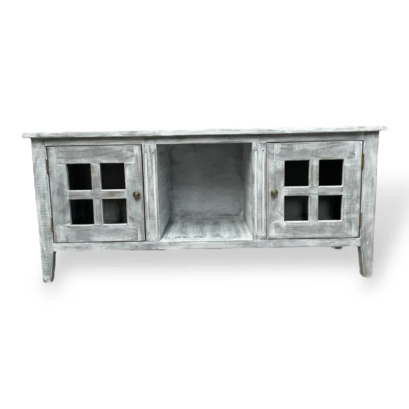 TAIKKEE - RACK RUSTICO COLOR GRIS CON NOTAS DE BLANCO DECAPADO
