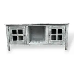 TAIKKEE - RACK RUSTICO COLOR GRIS CON NOTAS DE BLANCO DECAPADO