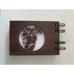 GENERICO - Croquera chica Familia Gato con tapa de madera café