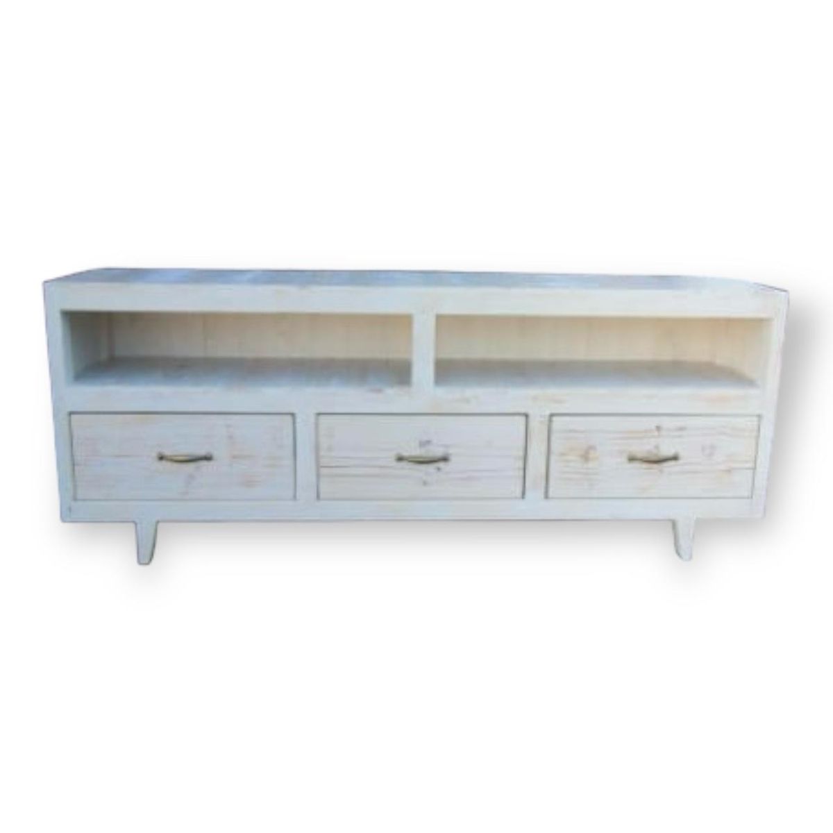 TAIKKEE - RACK RUSTICO 3 CAJONES BLANCO DECAPADO 160X60X40