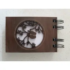 GENERICO - Croquera chica Pajaritos con tapa de madera café