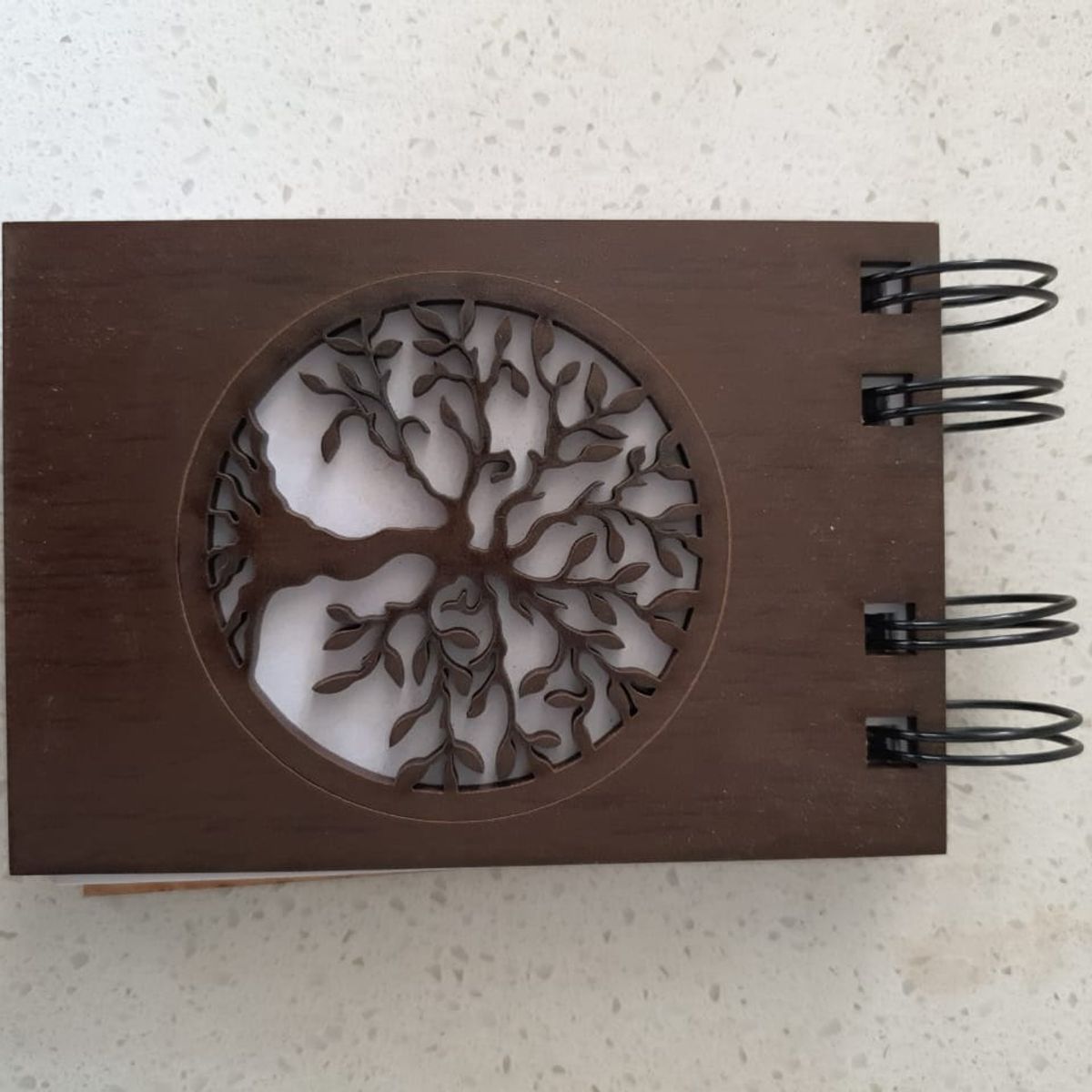 GENERICO - Croquera chica Árbol de la Vida con tapa de madera café