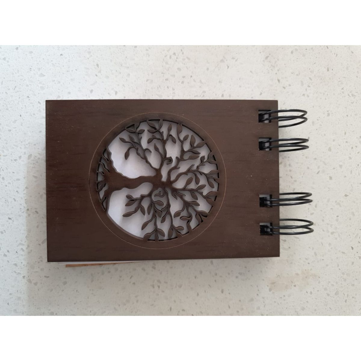 GENERICO - Croquera chica Árbol de la Vida con tapa de madera café